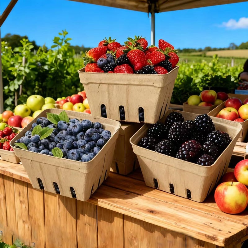 LUCKIEY 30 Pack Small Natural Pulp Fiber Berry Baskets – Eco-Friendly Vented Produce Containers for Strawberries, Blueberries, Raspberries, Fruits and Vegetables, Ideal for Grocery, Market, and Kitchen Use - Image 5